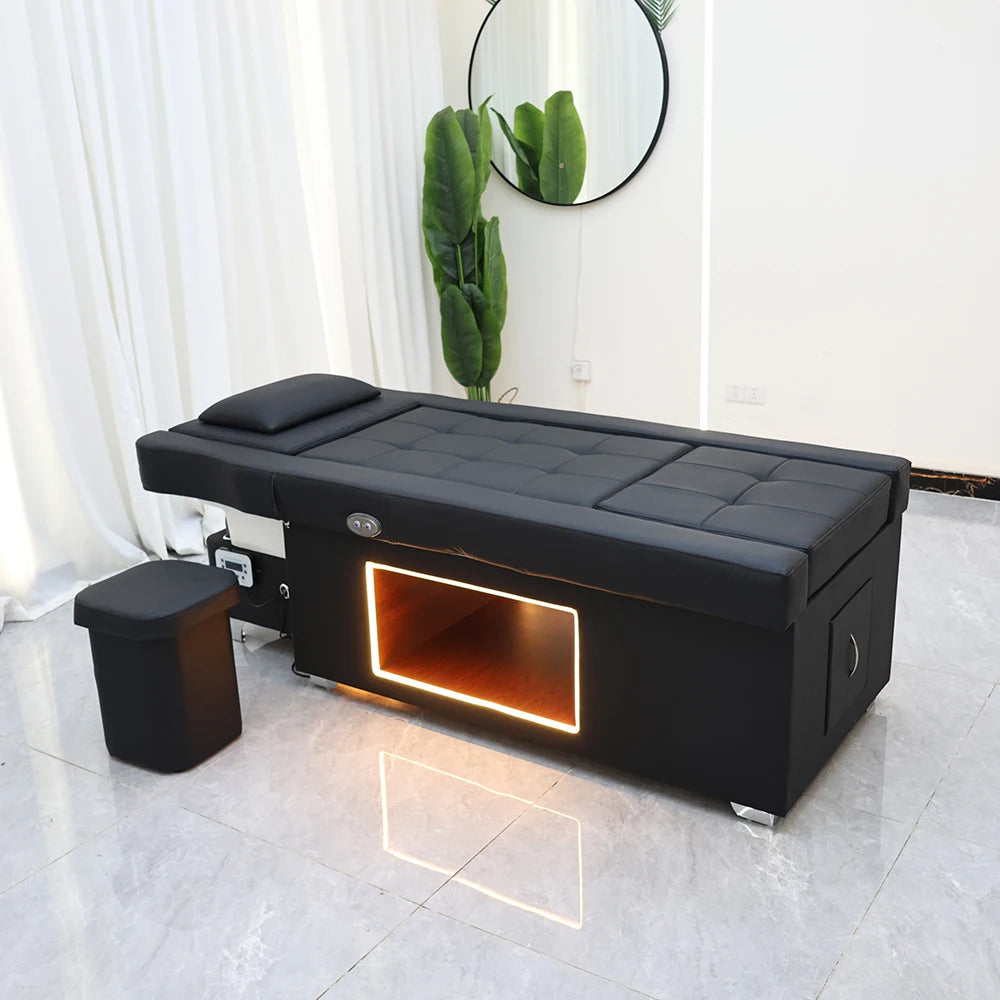 Lit de lavage de cheveux XinSheng pour salon de coiffure, table de massage thaïlandaise, mobilier commercial pour barbier avec bassin de bain de pieds