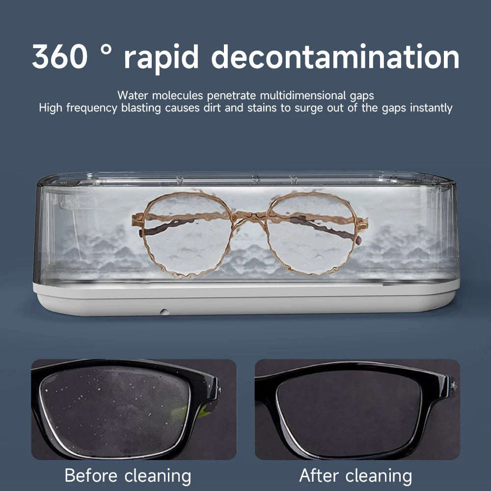 TINSOL 49KHZ nettoyeur à ultrasons haute fréquence 650ml Mini Machine de nettoyage par vibrations adapté aux lunettes bijoux et prothèses dentaires
