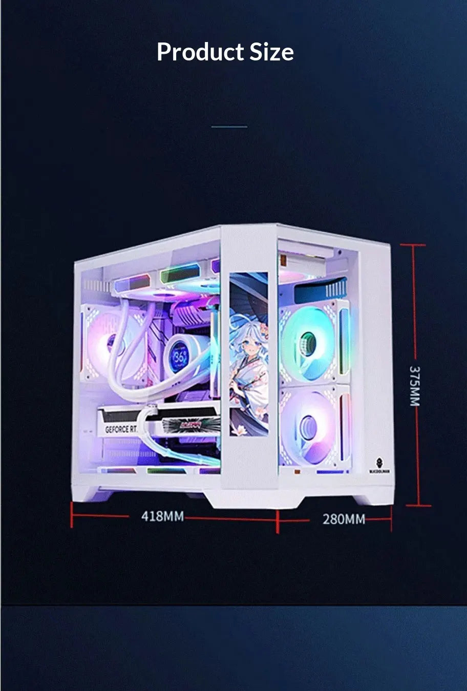 WJCOOLMAN Dreamer version écran secondaire vue sur la mer boîtier d'ordinateur M-ATX boîtier d'ordinateur de bureau prend en charge 360 refroidissement par eau