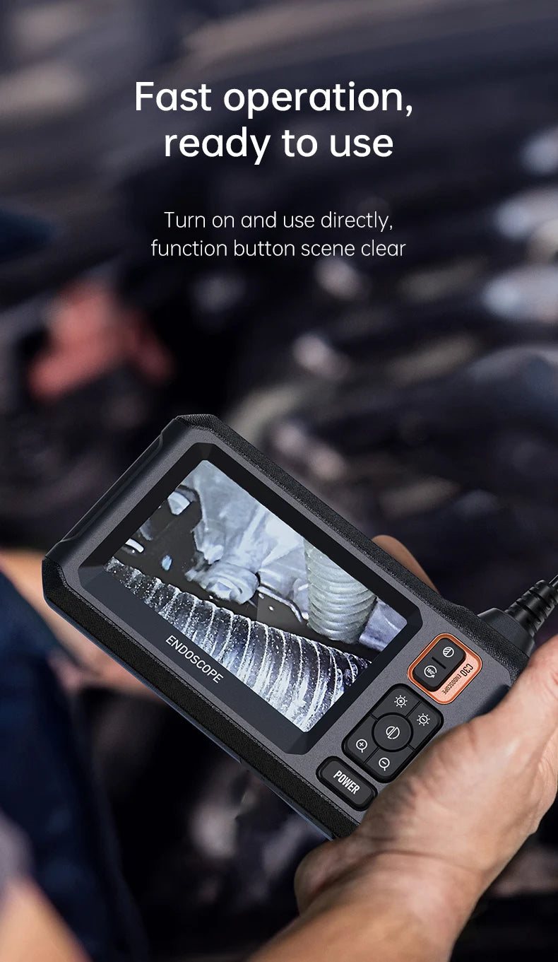 Caméra endoscopique industrielle HD1080P, 8mm, écran IPS 4.3 pouces, 1080P, pour inspection de tuyaux, réparation automobile, étanchéité IP67, 8 LED