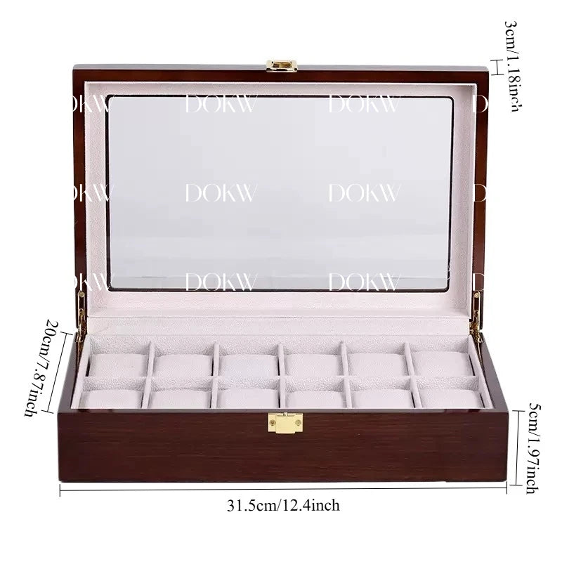 Boîte de montre en bois de luxe 1/2/3/5/6/10/12 grilles organisateurs de montre 6 fentes boîtes de support en bois pour hommes femmes montres affichage de bijoux