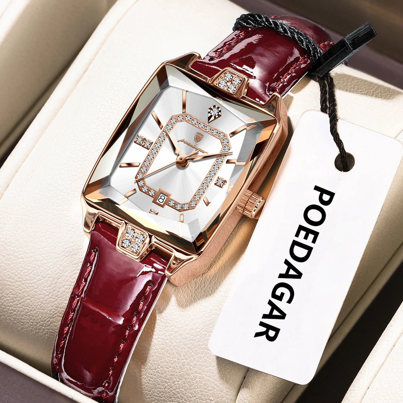 POEDAGAR Original luxe femmes montre-bracelet étanche en cuir Date femme montre élégante de haute qualité Quartz femmes montres Reloj