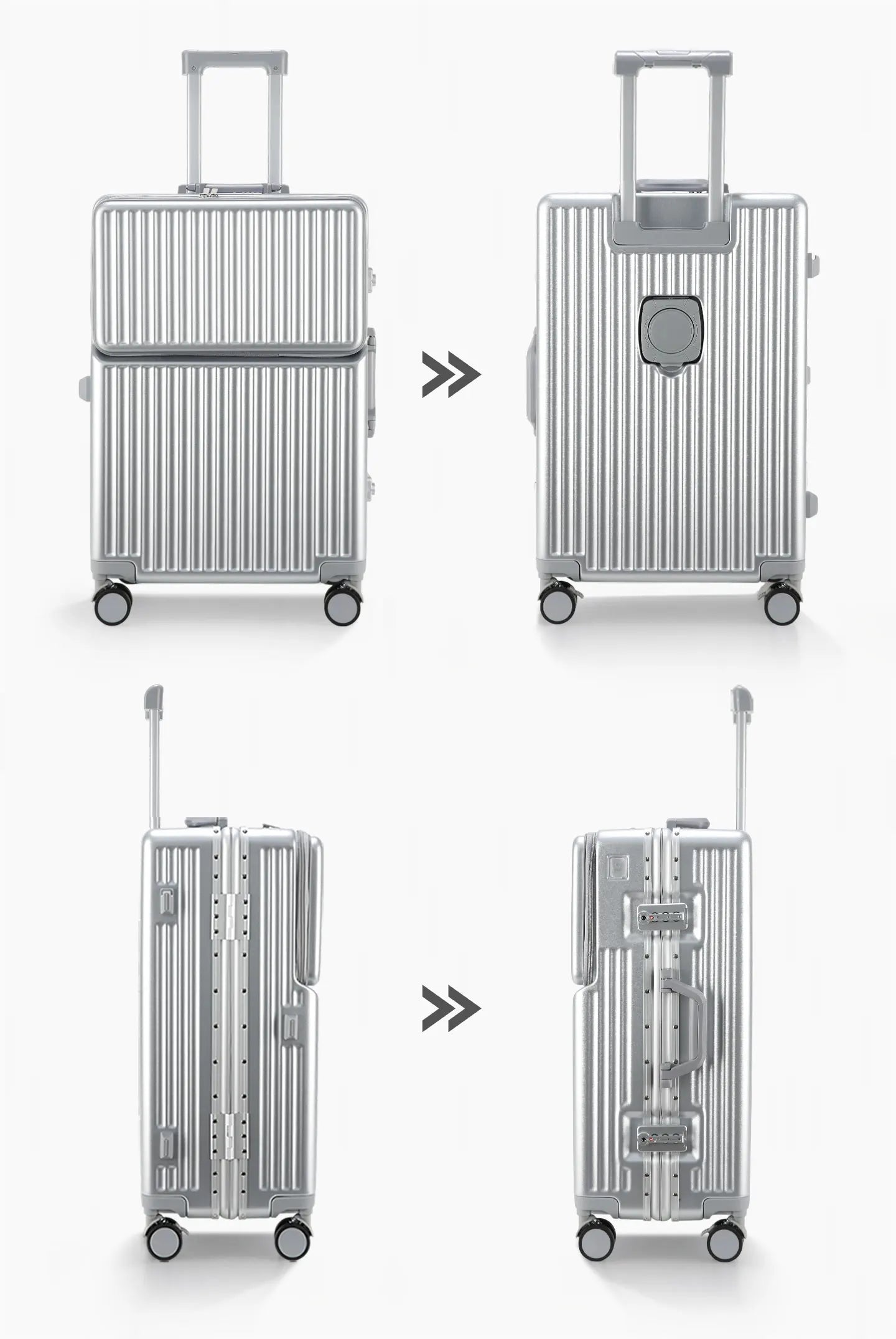 Valise rigide AIWEINY avec cadre en aluminium léger, 360 °   Valise de voyage/sur roulettes silencieuses, avec serrure TSA, avec port USB, 20/24/27 pouces
