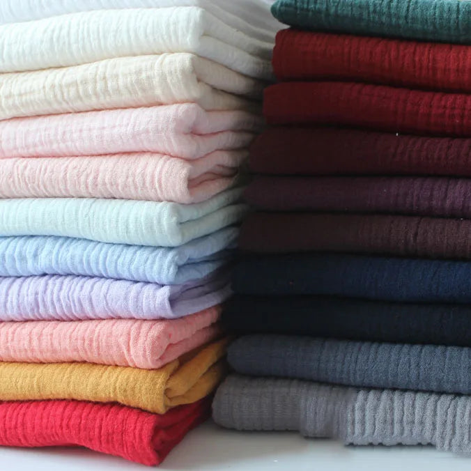 Tissu drapé en coton et lin, 100x135cm, Double gaze, crêpe, vêtements pour bébé, jupe pour dames, vêtements de nuit