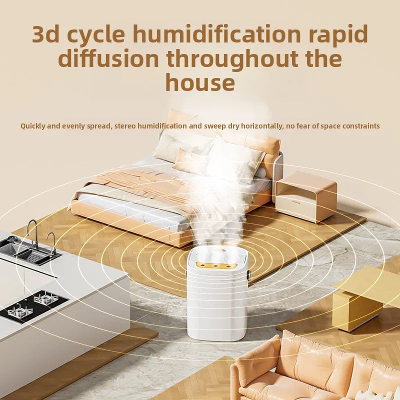 Humidificateur à trois buses 1,8 l, vaporisateur d'aromathérapie de grande capacité, diffuseur d'huile essentielle, veilleuse domestique, humidificateur d'air
