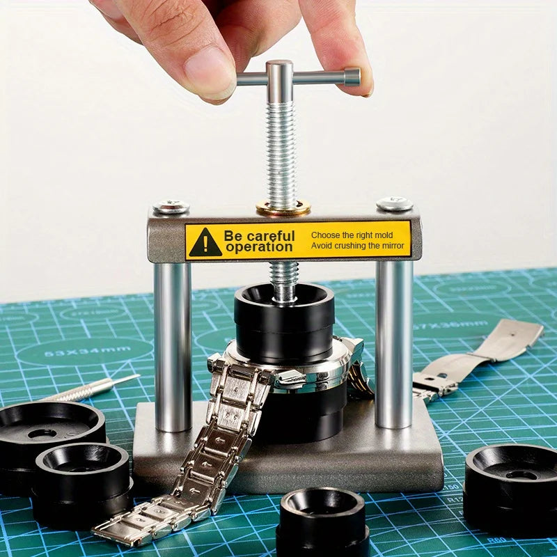 Ensemble de Machine de capsulage en métal pour montre, 12 pièces, montres-bracelets de bureau, couvercle du boîtier arrière, vis de presse, horlogers fermés, outils de réparation manuels Ki
