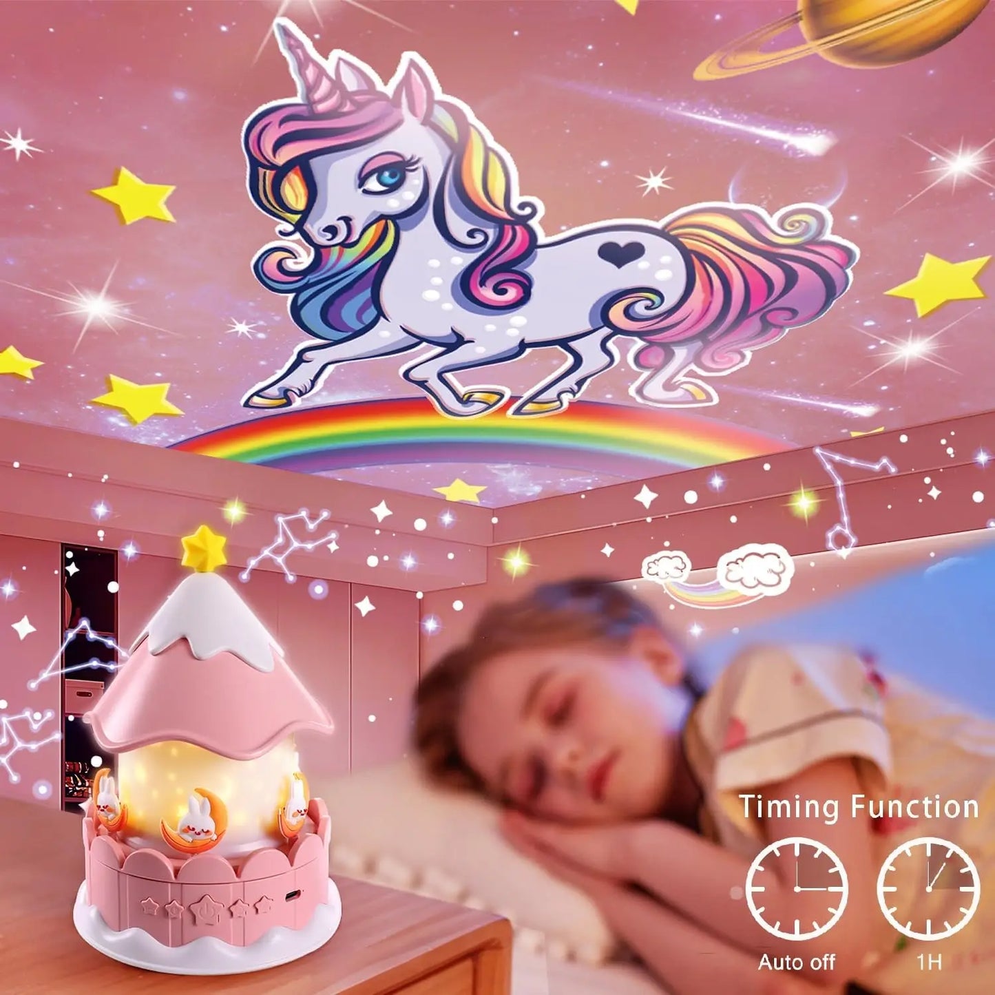 Projecteur de ciel étoilé Galaxy 21 en 1 pour enfants, rotation à 360 °, minuterie, lampe, anniversaire, cadeaux de Noël, décor