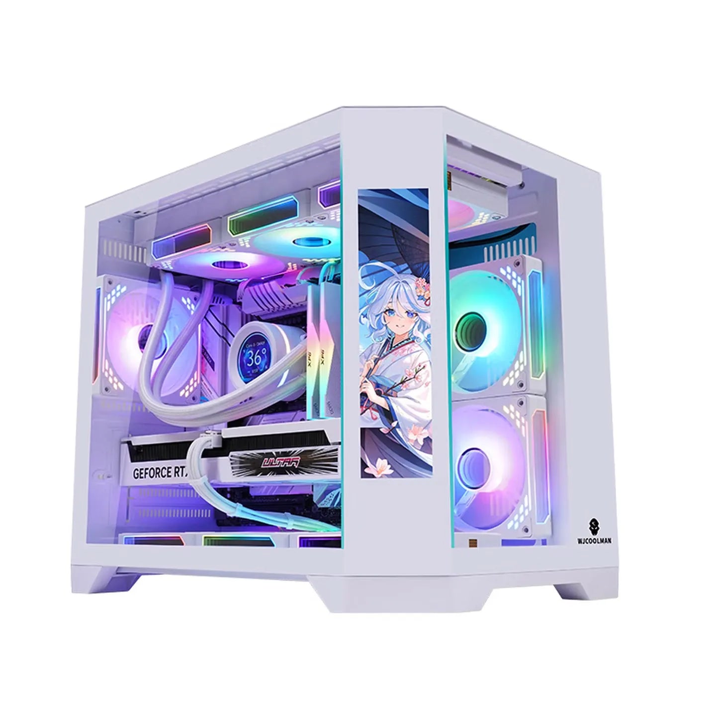 WJCOOLMAN Dreamer version écran secondaire vue sur la mer boîtier d'ordinateur M-ATX boîtier d'ordinateur de bureau prend en charge 360 refroidissement par eau