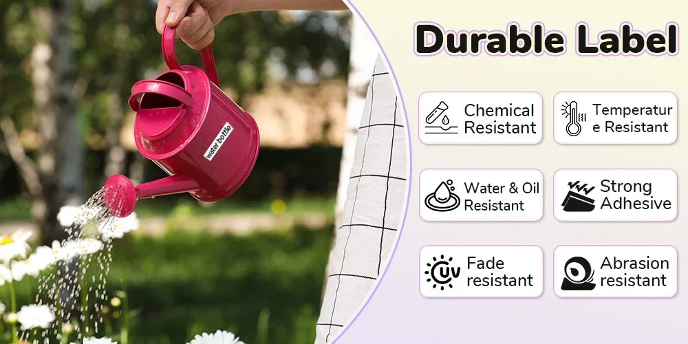Arrosoir rose en plastique résistant, étiquette durable pour jardinage extérieur