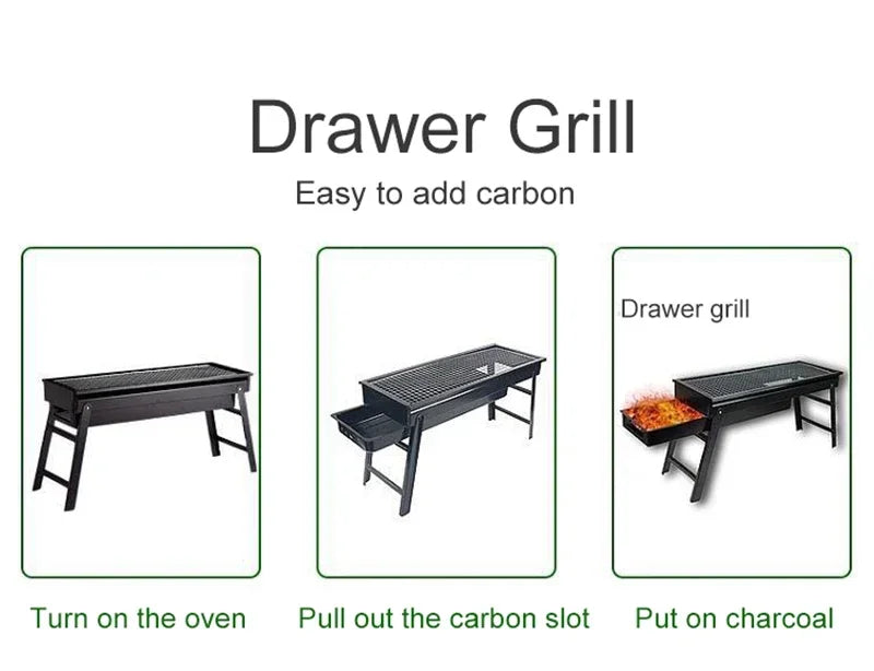 Nouveau grand Barbecue Barbecue gril pliant Portable charbon de bois Camping en plein air pique-nique brûleur pliable charbon de bois Camping Barbecue four
