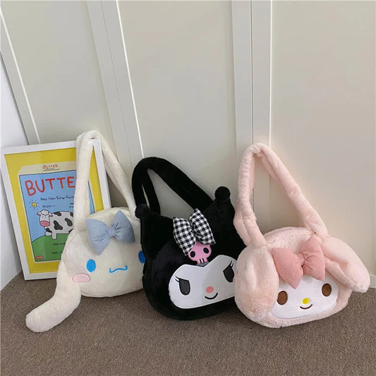 Sanrio mignon doux polyvalent grande capacité en peluche sac à bandoulière femme nouveau Kulomi sac à main dessin animé sac en peluche sac de messager