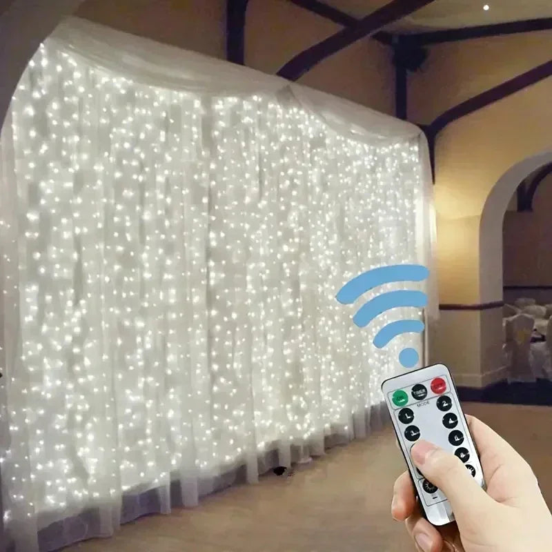 Guirlande lumineuse LED avec télécommande, idéale pour décoration intérieure ou événementiel, lumière chaude et douce
