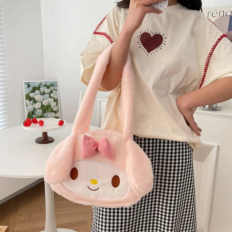 Sanrio mignon doux polyvalent grande capacité en peluche sac à bandoulière femme nouveau Kulomi sac à main dessin animé sac en peluche sac de messager