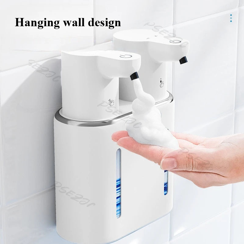 Distributeur de mousse à main sans contact, design mural, idéal pour salle de bain ou cuisine