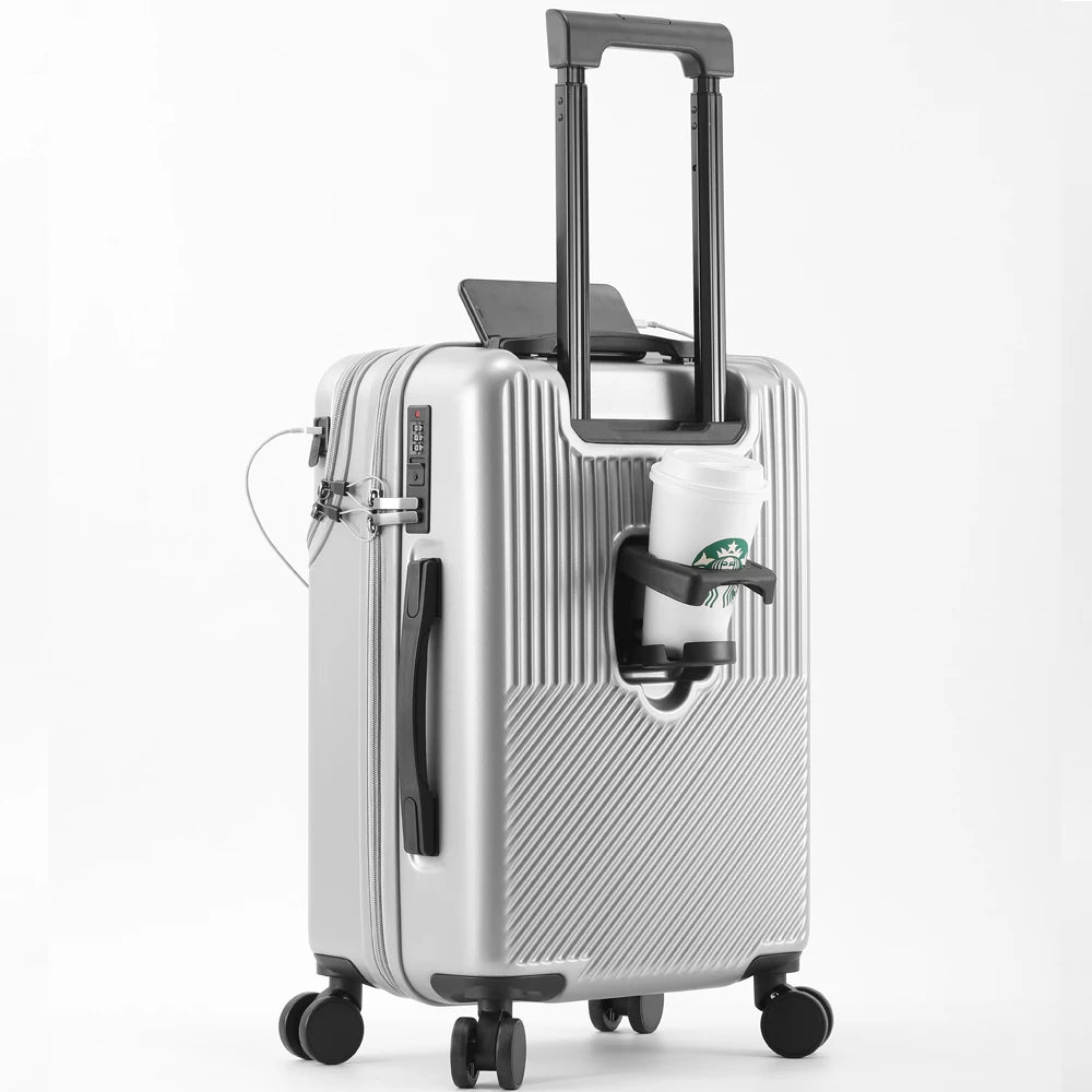 Valise bagages valise d'affaires élégante avec porte-gobelet compacte 20 pouces légère bagage à main