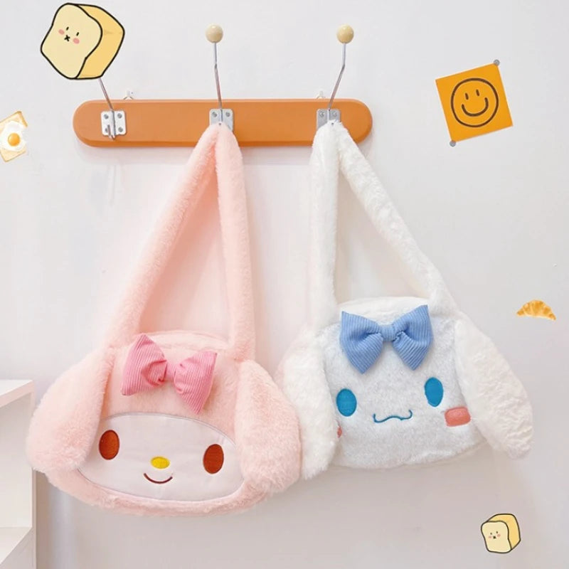 Sanrio mignon doux polyvalent grande capacité en peluche sac à bandoulière femme nouveau Kulomi sac à main dessin animé sac en peluche sac de messager
