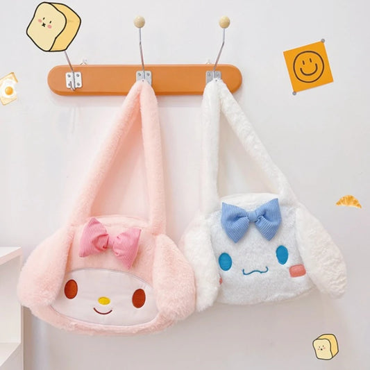 Sanrio mignon doux polyvalent grande capacité en peluche sac à bandoulière femme nouveau Kulomi sac à main dessin animé sac en peluche sac de messager