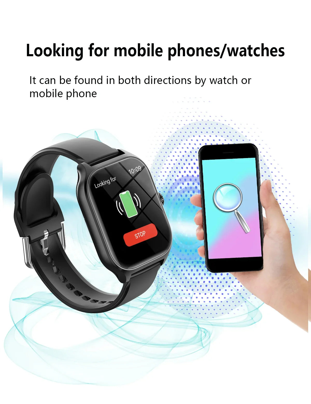 Montre connectée HOMEFISH C20, écran HD de 1.77 pouces, appel Bluetooth, alerte de message, mode sport, montre connectée pour hommes et femmes