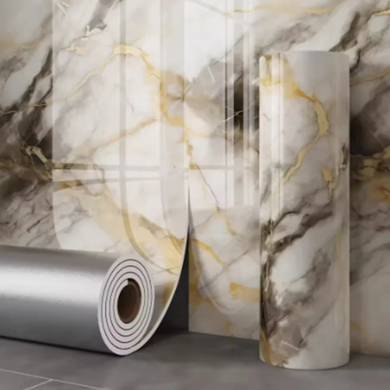 Papier peint auto-adhésif en mousse épaisse de marbre, 1 rouleau, Imitation de carrelage, autocollant mural imperméable pour salle de bains, décoration de salon