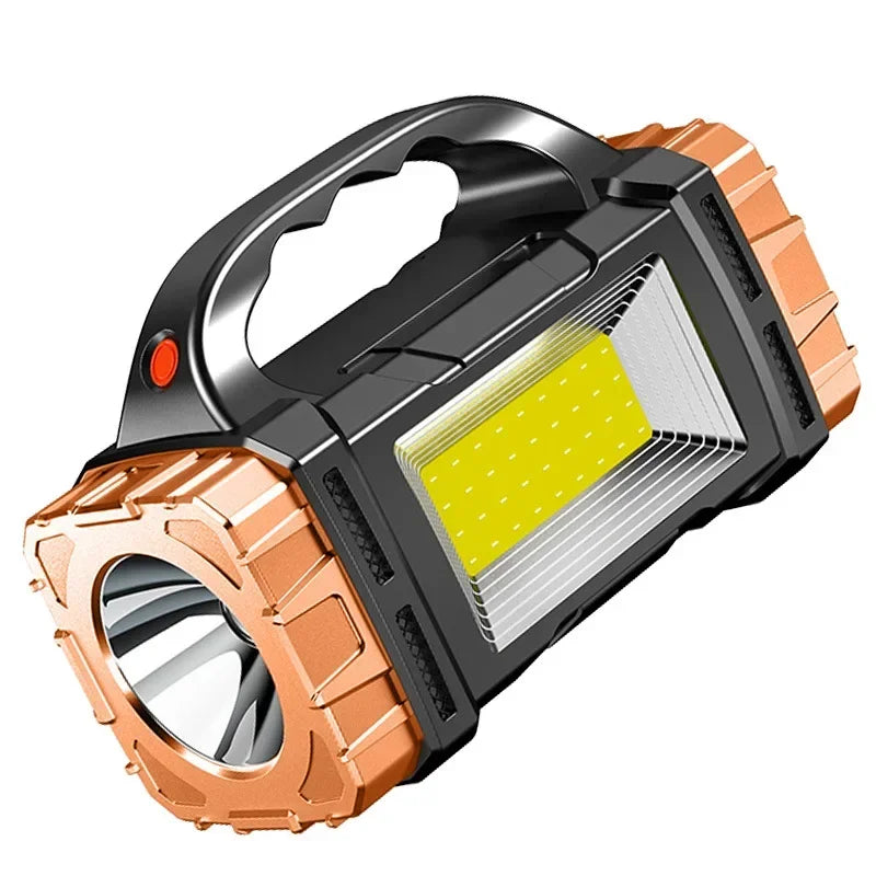 2024 lampe de poche LED puissante USB + lampe de poche solaire Rechargeable COB torche de Camping en plein air projecteur Portable batterie externe en plein air