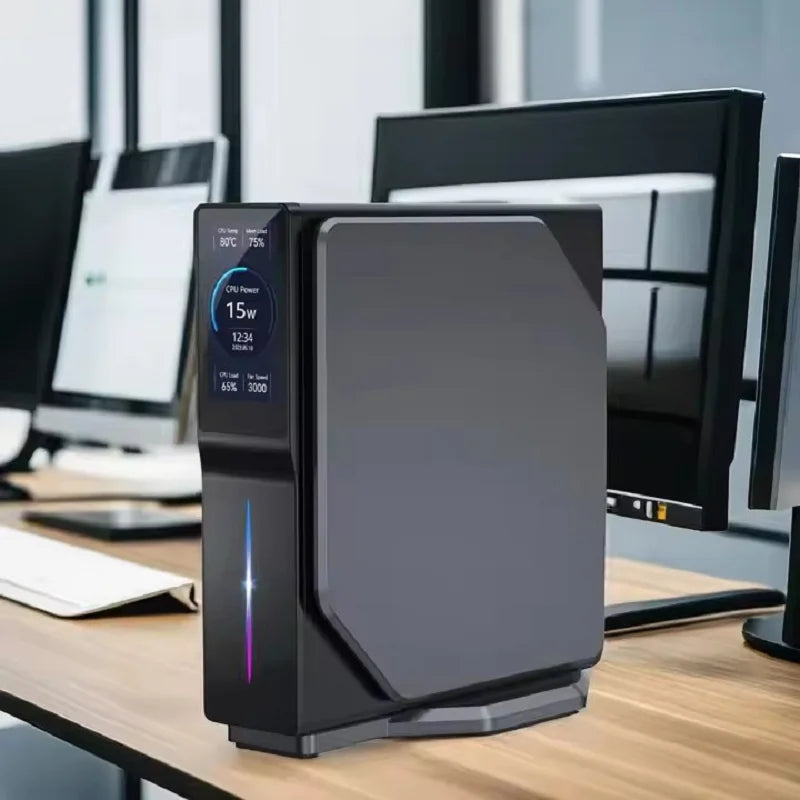Intel 12e génération Alder Lake N150 Mini PC M.2 NVMe SSD Mini ordinateur de jeu écran LCD Mini tour verticale