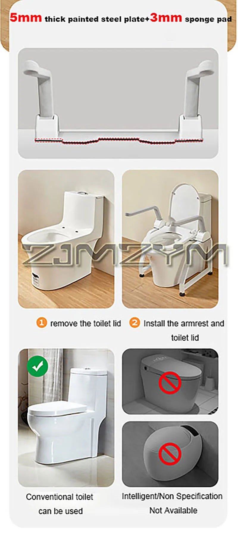 Main courante de toilette pour personnes âgées, sécurité antidérapante, étagère d'aide au salle de bain, siège de toilette, poignée pliable