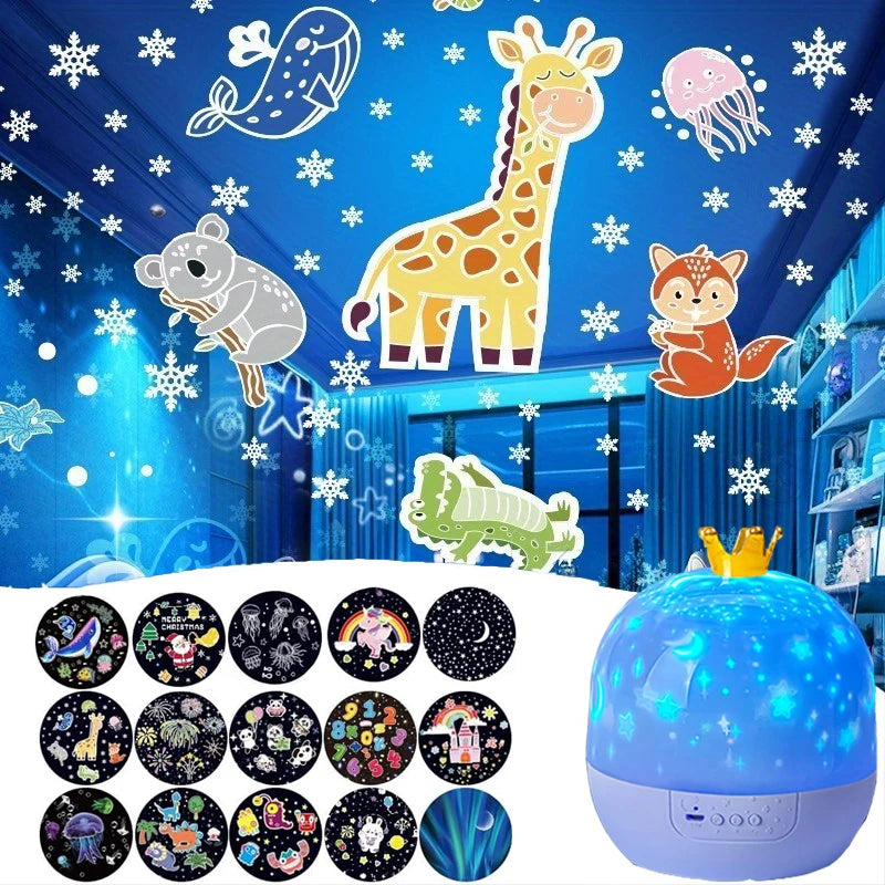 Projecteur Créatif Fantaisie 360 ° Rotatif 15 types de projecteur diapositives galaxie étoilée projecteur LED veilleuse enfants cadeau d'anniversaire