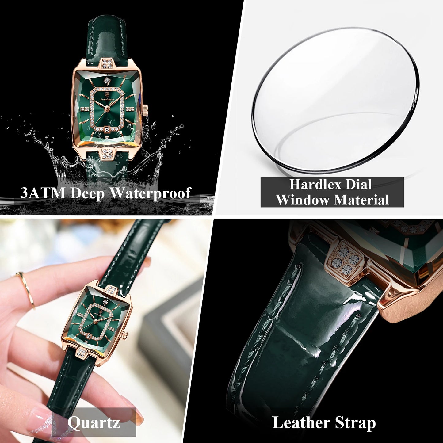 POEDAGAR Original luxe femmes montre-bracelet étanche en cuir Date femme montre élégante de haute qualité Quartz femmes montres Reloj