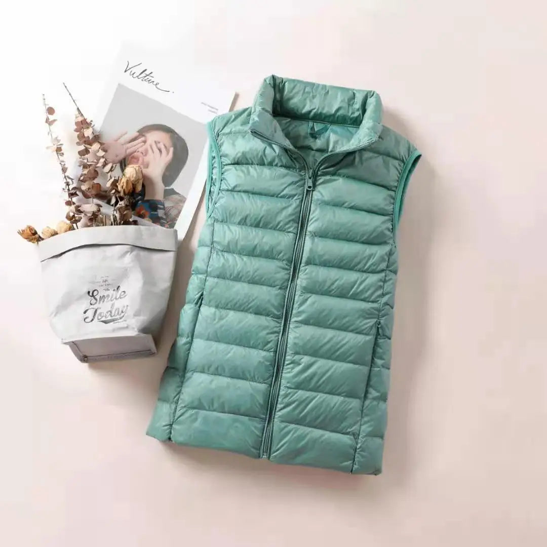 Nouveau Gilet Ultra Léger en Duvet pour Femme 2026 – Veste Sans Manches Slim Portable Coupe-Vent Légère pour Fille