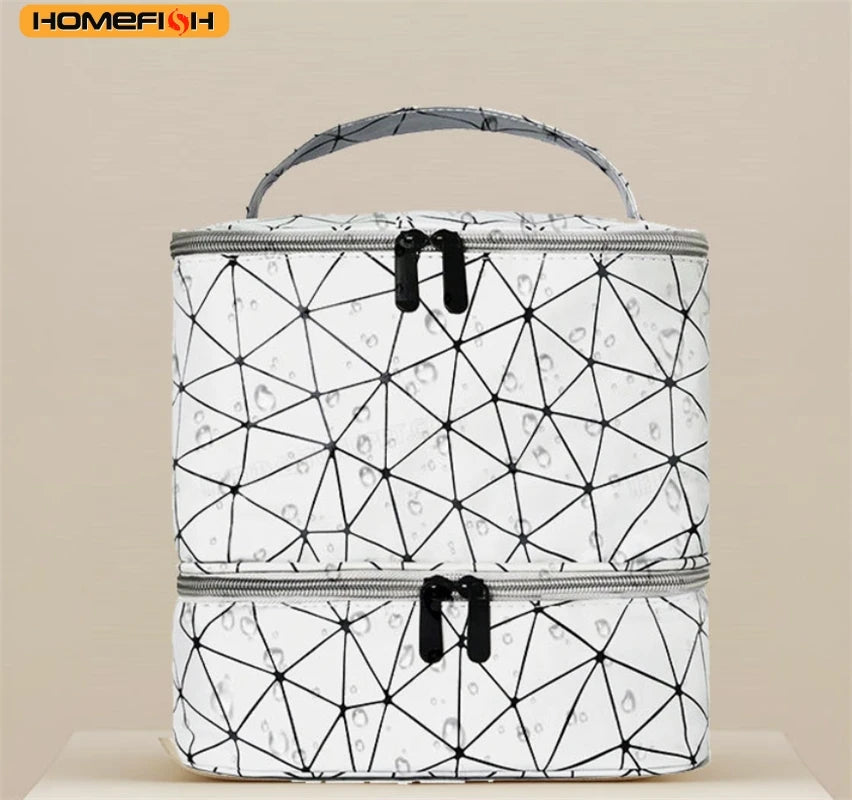 Sac de rangement portable HOMEFISH à double couche pour vernis à ongles, organiseur de voyage, boîte de rangement pour huiles essentielles, sac de rangement multifonction