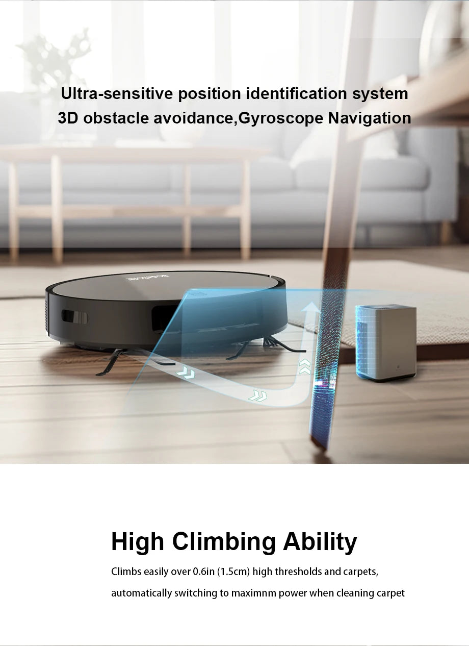Robot aspirateur combiné serpillière, aspiration robotisée 6000PA, contrôle WiFi/voix, recharge automatique, poils d'animaux pour le nettoyage domestique robotisé