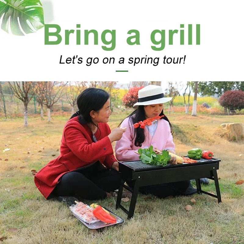 Nouveau grand Barbecue Barbecue gril pliant Portable charbon de bois Camping en plein air pique-nique brûleur pliable charbon de bois Camping Barbecue four