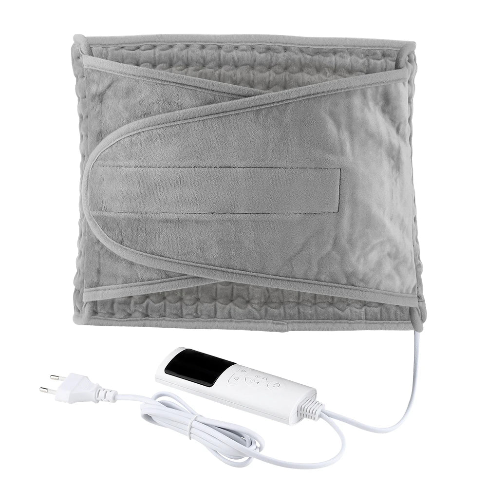 Ceinture chauffante électrique gris avec télécommande et prise UE, soulagement douleur dos et abdomen