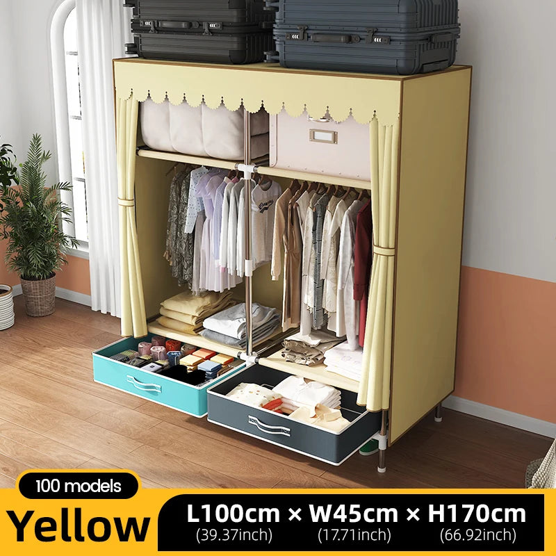 Grande armoire en tissu, organisateur de placard Portable, armoire de rangement multicouche anti-poussière pour salle de location ou chambre à coucher