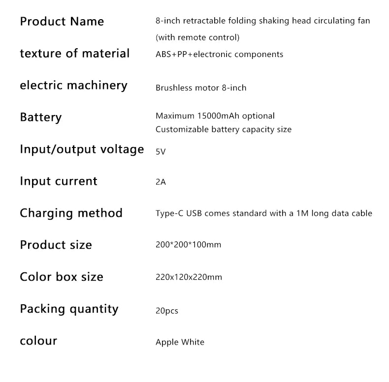 Ventilateur sur pied oscillant portable avec télécommande, ventilateur de bureau pliable, batterie aste, 62 piédestaux, camping