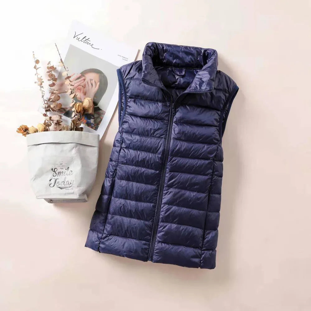 Nouveau Gilet Ultra Léger en Duvet pour Femme 2026 – Veste Sans Manches Slim Portable Coupe-Vent Légère pour Fille