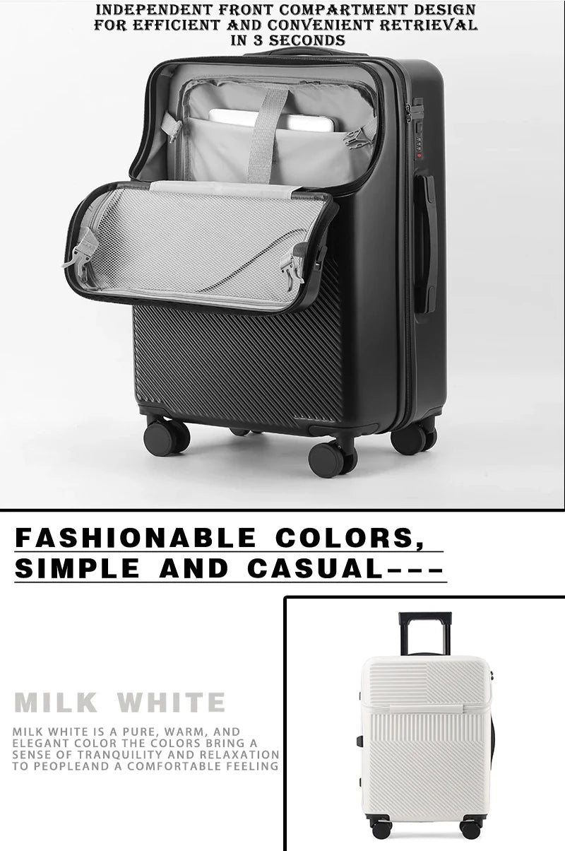 Valise bagages valise d'affaires élégante avec porte-gobelet compacte 20 pouces légère bagage à main