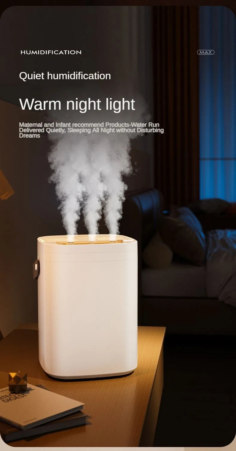 Humidificateur à trois buses 1,8 l, vaporisateur d'aromathérapie de grande capacité, diffuseur d'huile essentielle, veilleuse domestique, humidificateur d'air