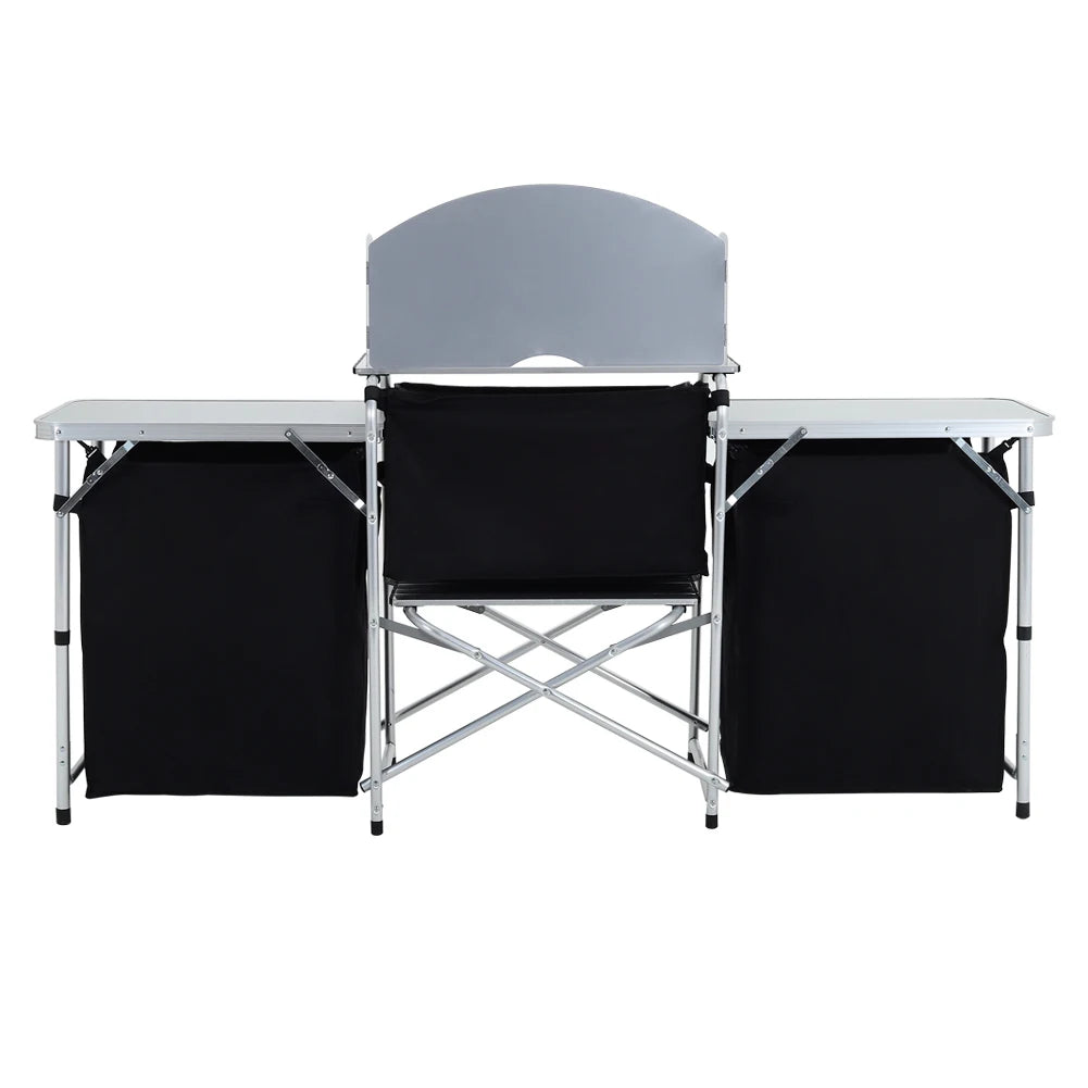 Ensemble de table de cuisine de camping Portable, support de rangement extérieur Vertical, table de préparation pliable avec armoire de rangement