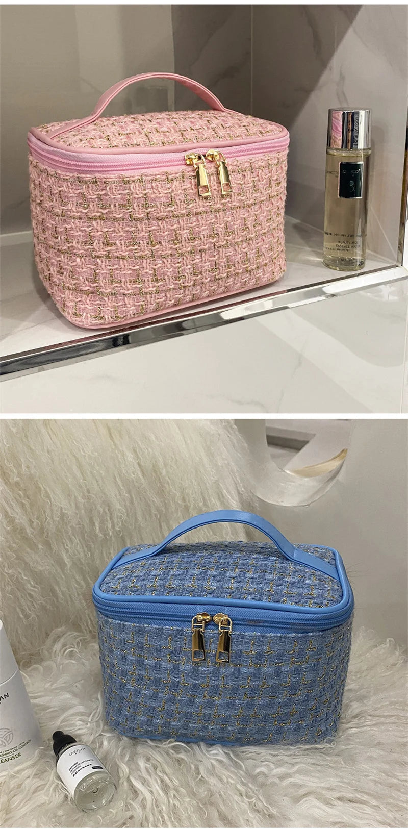 Nouvelle Trousse de Maquillage Portable pour Femme, Style Parfumé, Simple et Tendance, Grande Capacité, pour le Maquillage et les Voyages