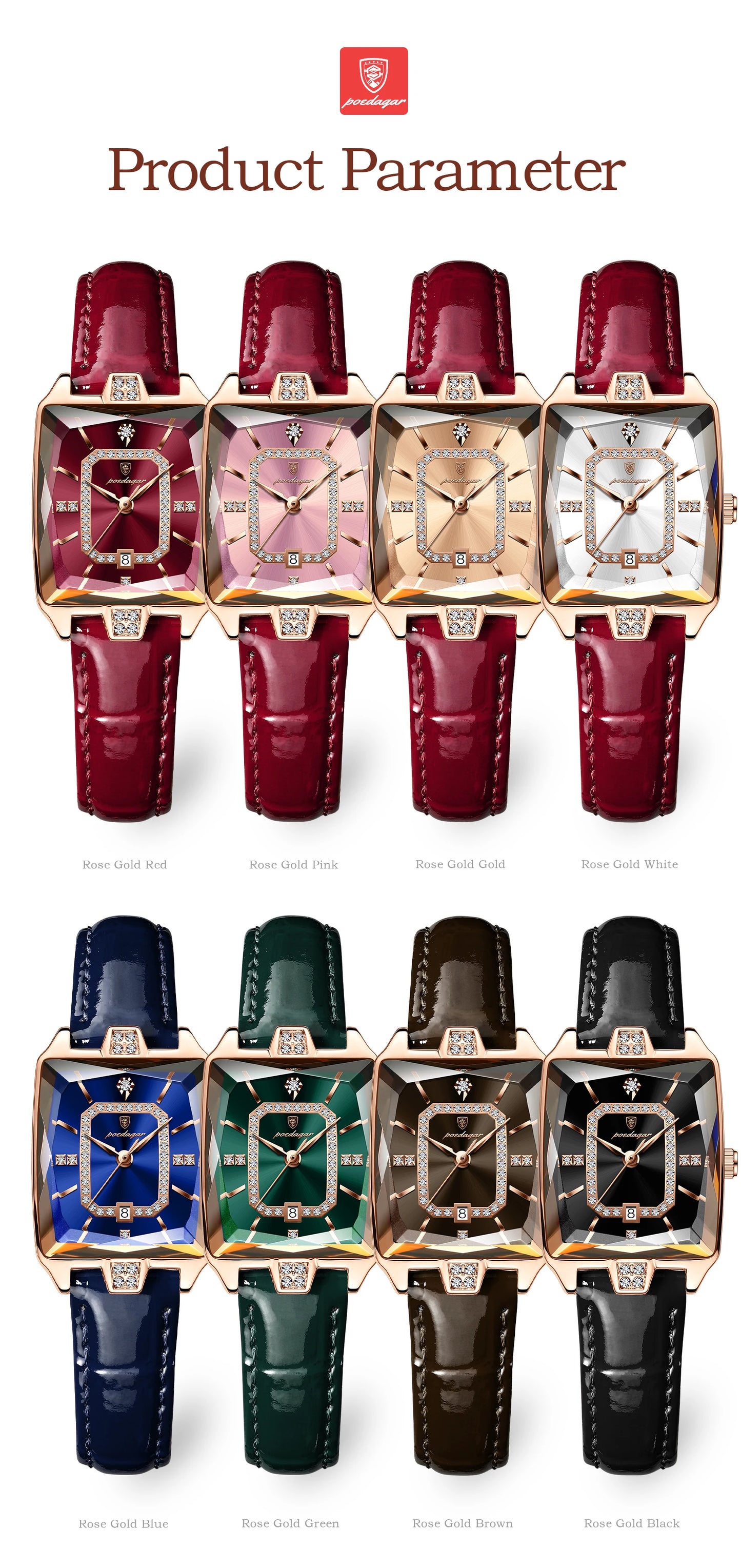 POEDAGAR Original luxe femmes montre-bracelet étanche en cuir Date femme montre élégante de haute qualité Quartz femmes montres Reloj