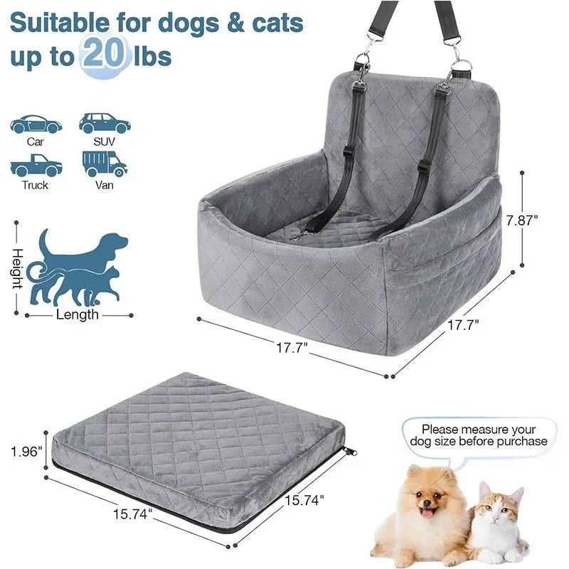 Siège de voiture pour animaux de compagnie, chenil pour chiot et chat, tapis de siège amovible, lavable, Base antidérapante, rangée avant et arrière, siège de sécurité pour chien, nid de voyage
