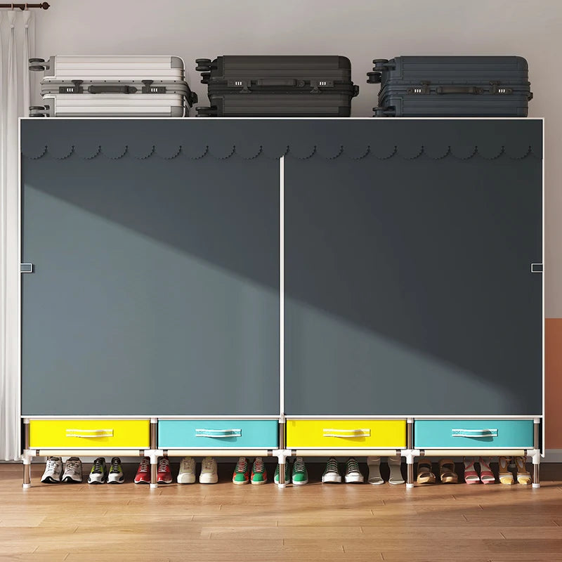 Grande armoire en tissu, organisateur de placard Portable, armoire de rangement multicouche anti-poussière pour salle de location ou chambre à coucher