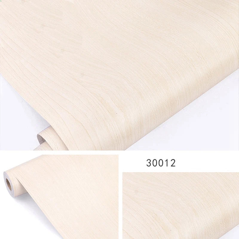 Papier peint auto-adhésif rayé en bois PVC, 45CM, autocollant étanche pour rénovation de meubles, bureau, armoire