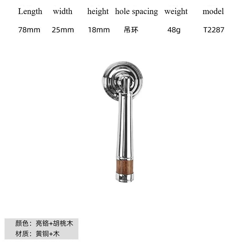 Nouvelle poignée de porte d'armoire en noyer de style chinois – Bouton rond monotrou en laiton et bois nordique en or pour tiroirs et meubles
