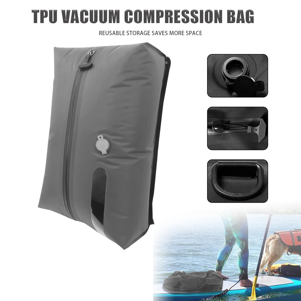 Sac de Compression sous vide, sac de rangement de bagages de voyage, sac de rangement de vêtements, sac d'air étanche pour sac à dos, sacs de cabine de Camping