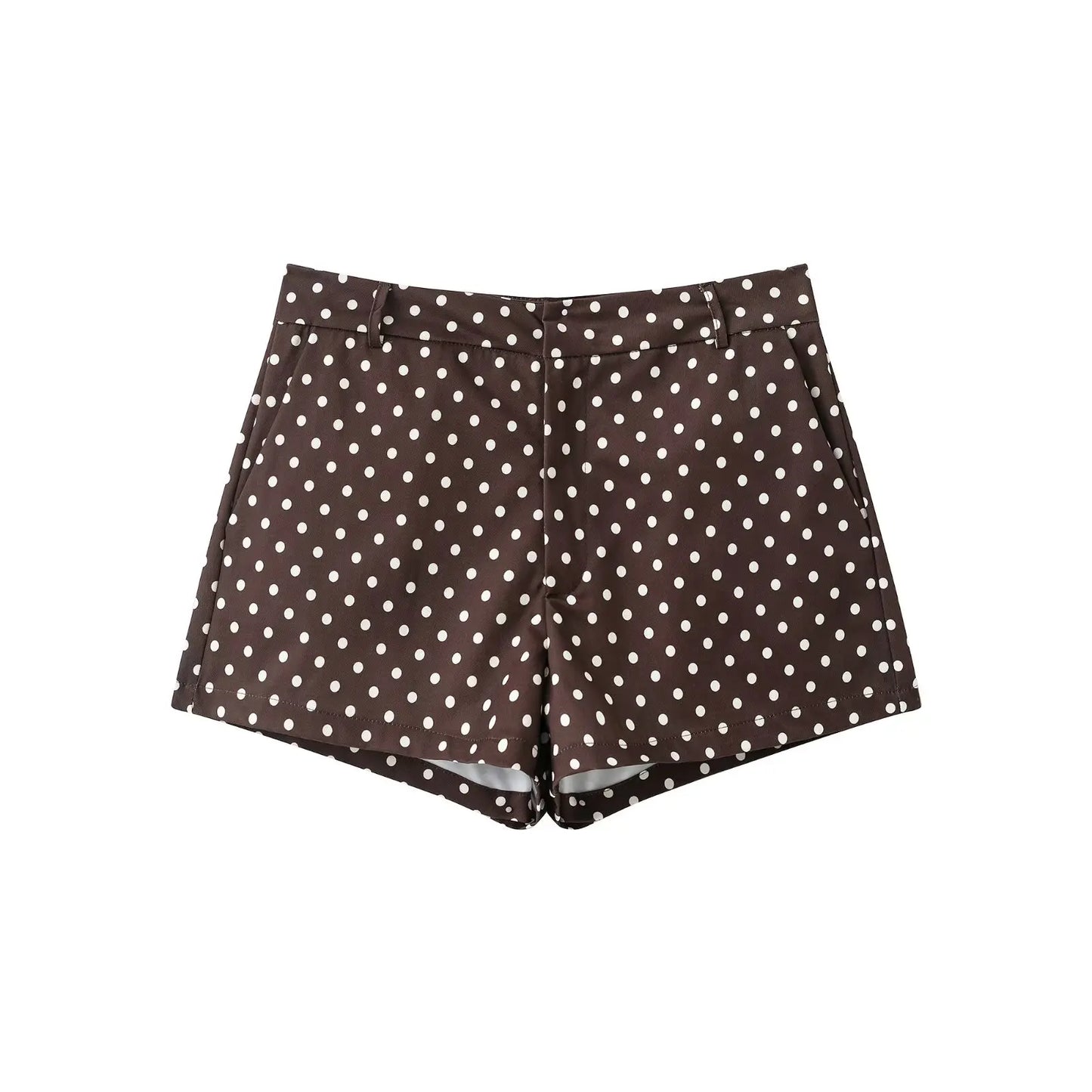HH mode femmes à pois imprimé manteaux courts automne manches longues col roulé fermeture éclair avec poches cordon veste décontractée