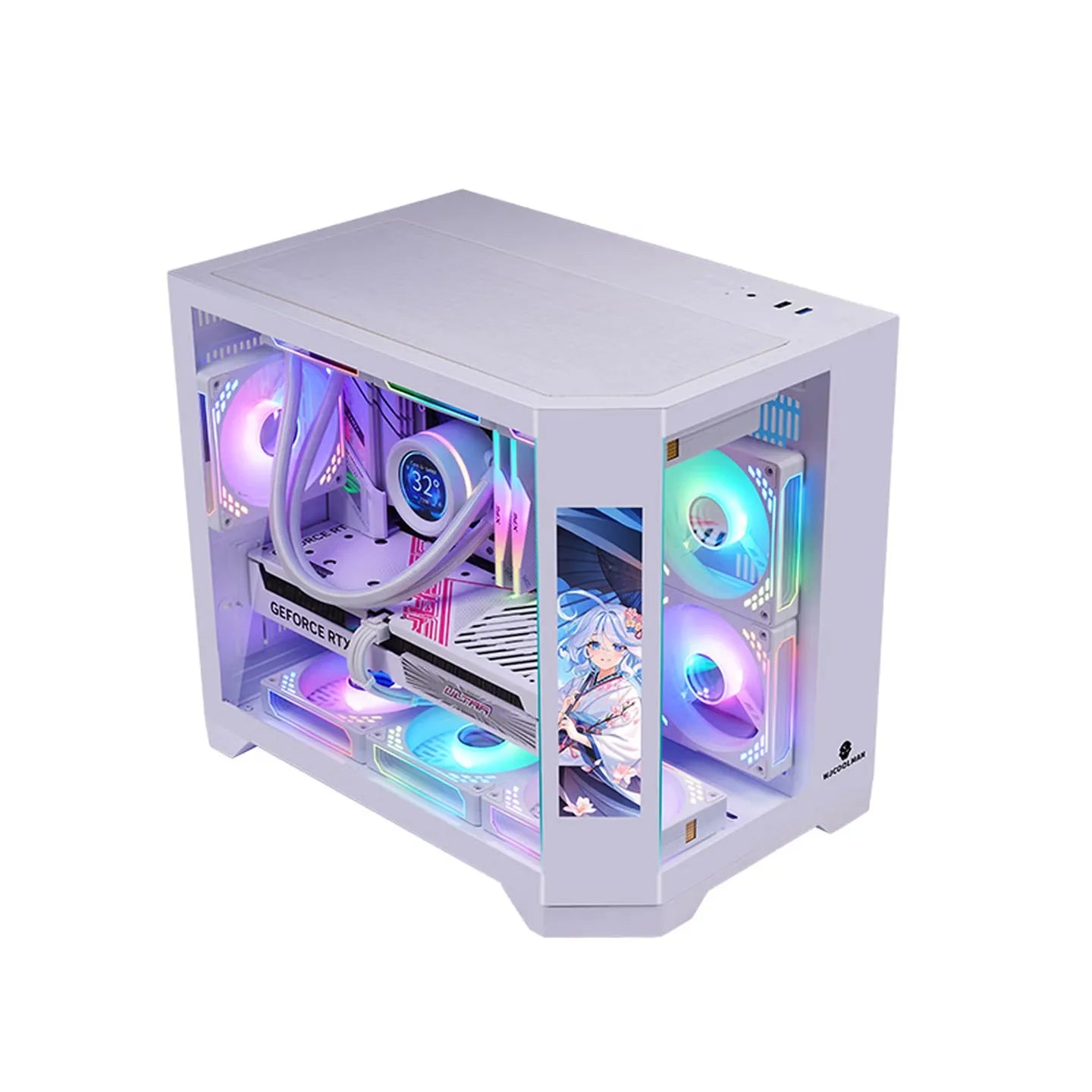 WJCOOLMAN Dreamer version écran secondaire vue sur la mer boîtier d'ordinateur M-ATX boîtier d'ordinateur de bureau prend en charge 360 refroidissement par eau