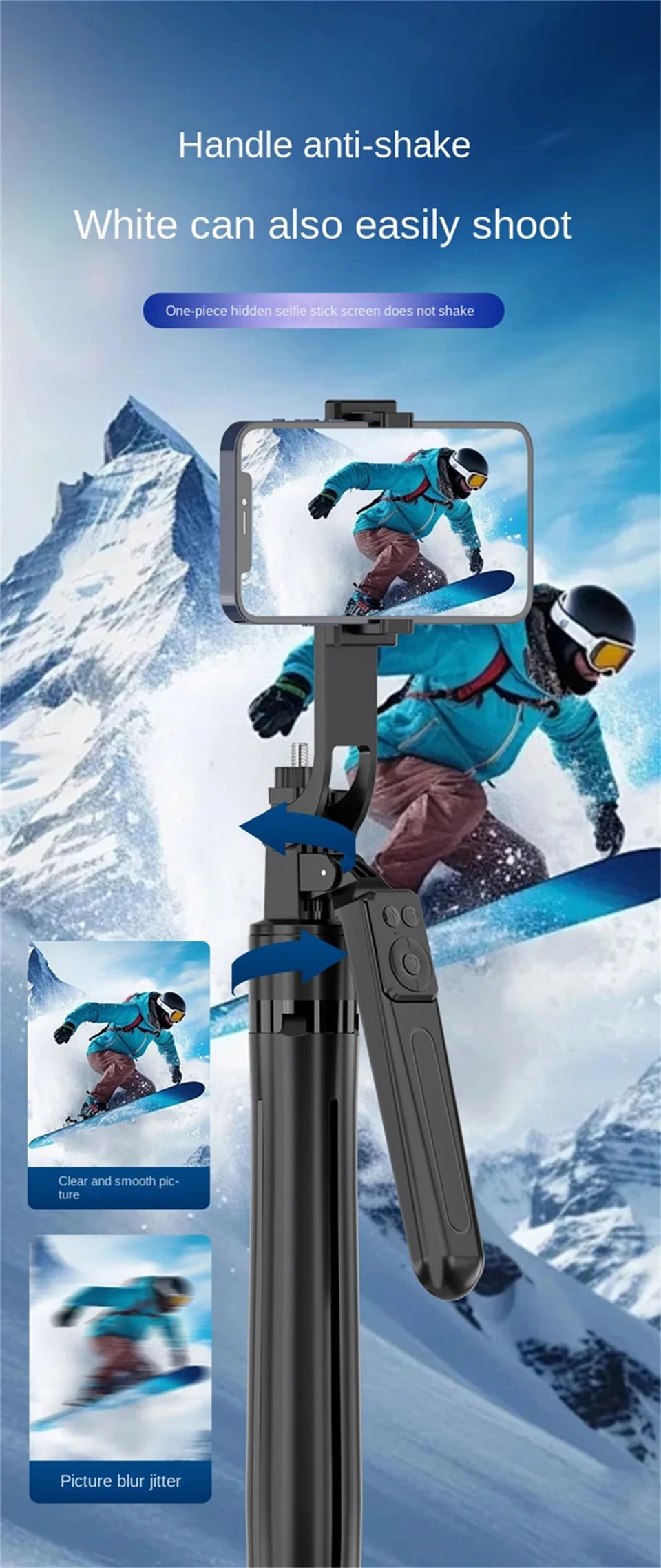 FANGTUOSI trépied 1800mm pour appareil photo Smartphone, support de trépied avec obturateur Bluetooth, supports de perche à Selfie sans fil support de téléphone