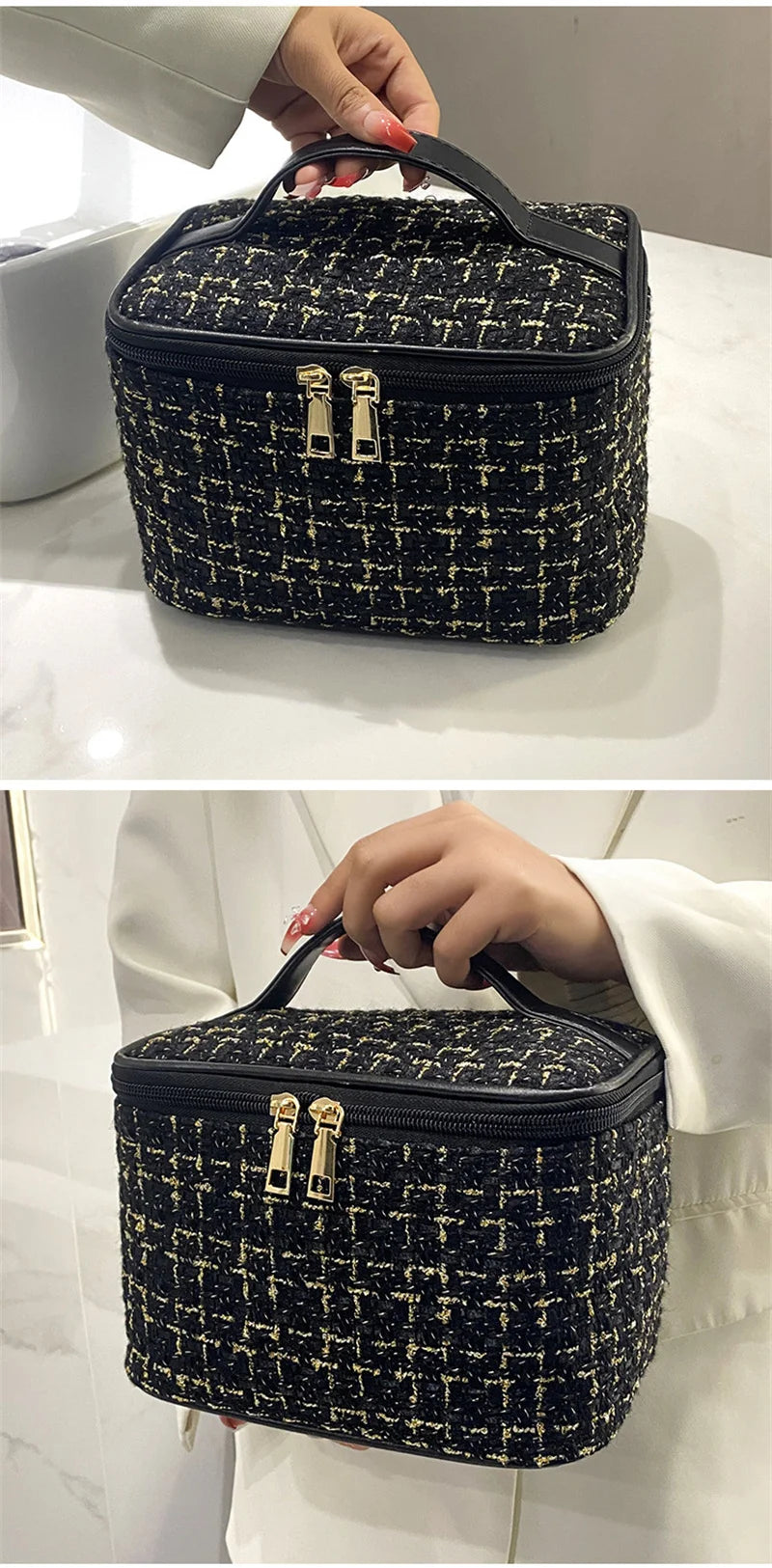 Nouvelle Trousse de Maquillage Portable pour Femme, Style Parfumé, Simple et Tendance, Grande Capacité, pour le Maquillage et les Voyages